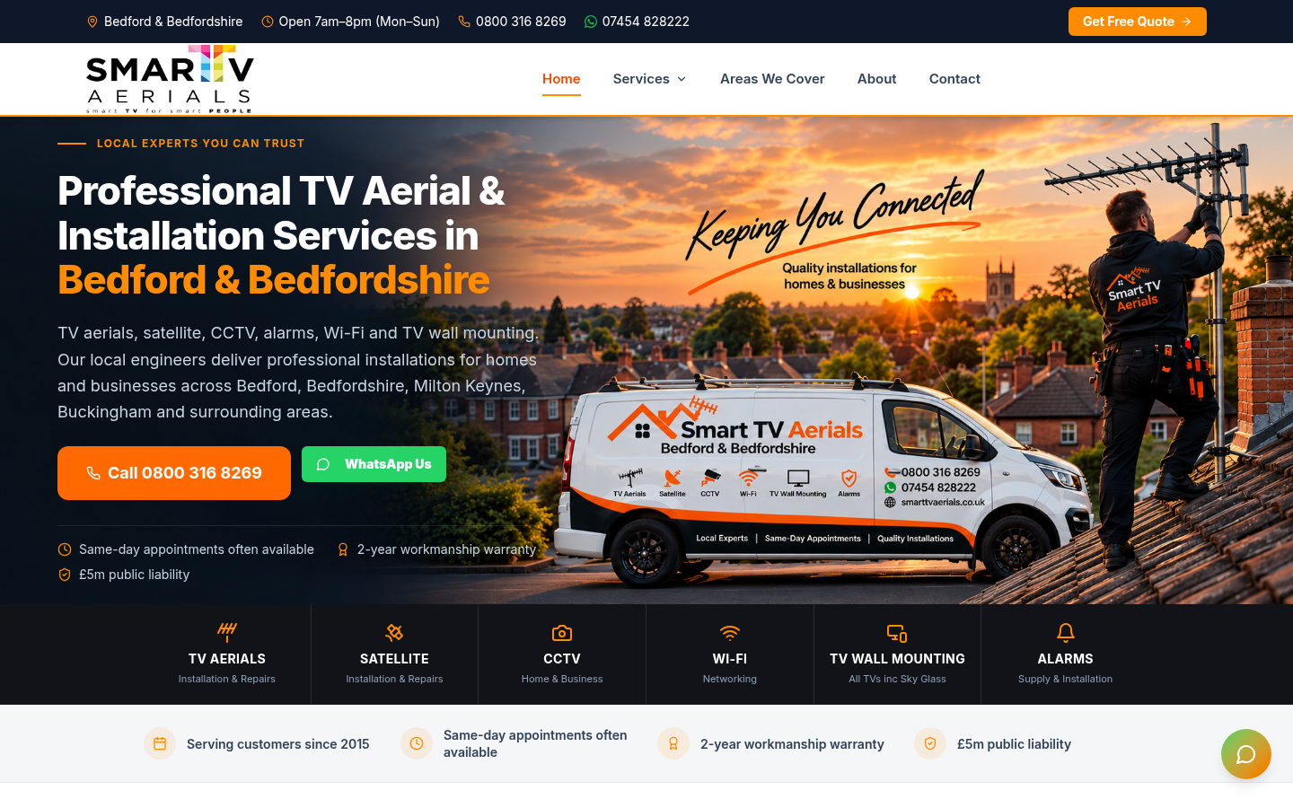 Smart TV Aerials website designed by PixelForge Studio